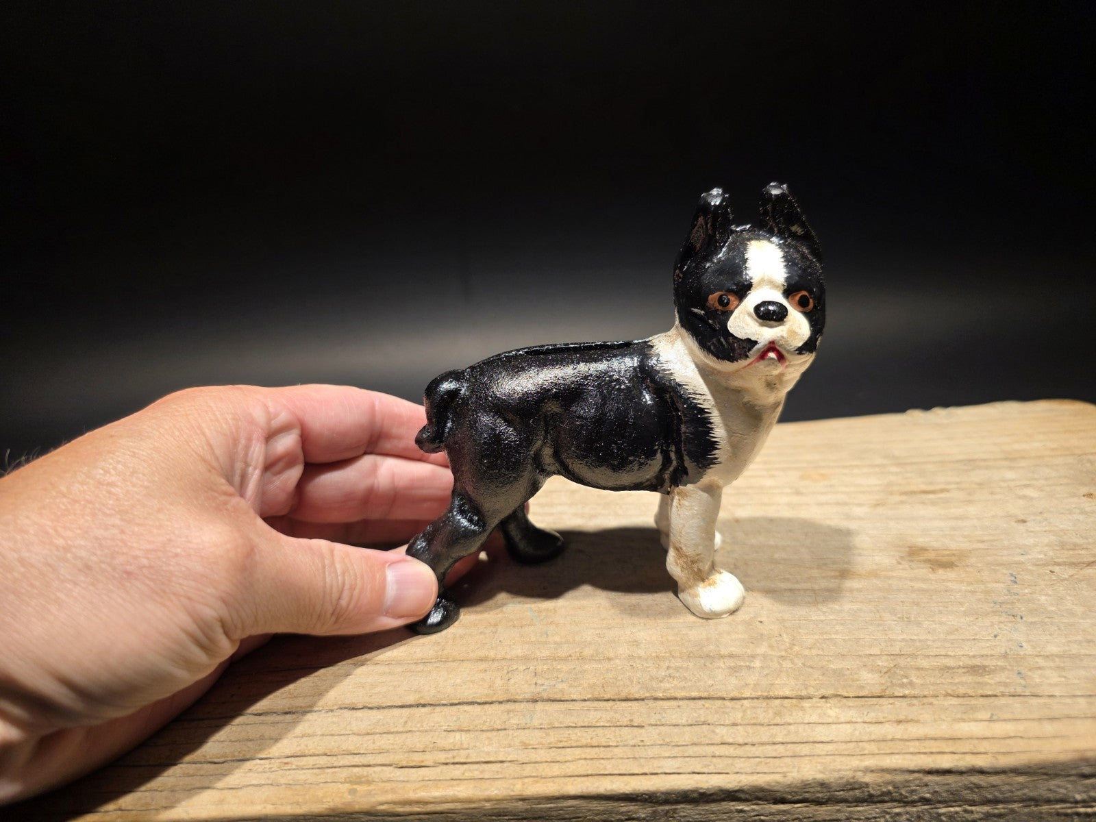 5" Antique Style Cast Iron Boston Terrier Dog Door Stop Coin Bank