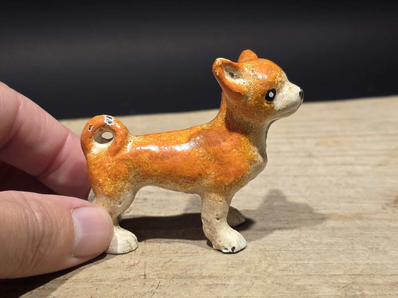 Vintage Antique Style Miniature Cast Iron Chihuahua Dog Figurine Dog