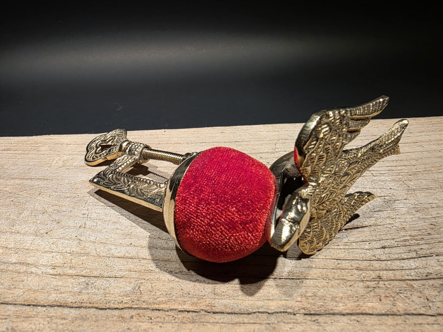 6" Brass Eagle Sewing Clamp Pin Cushion