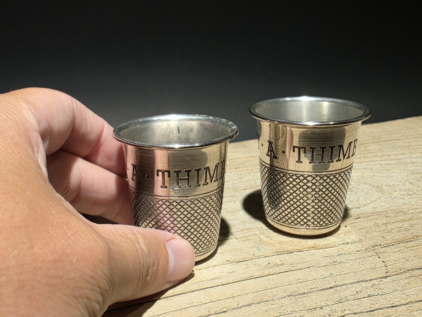 Vintage Style Metal Thimble Shot Glass Set