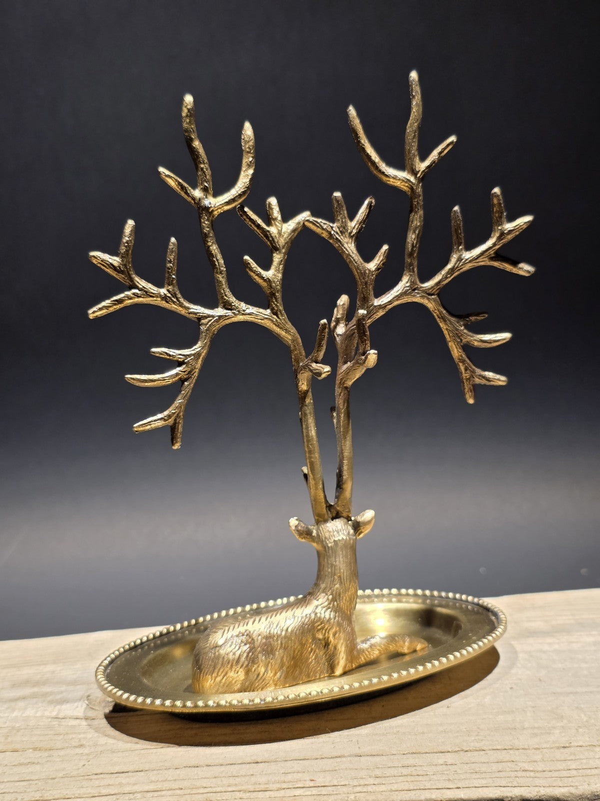 Antique Vintage Style Antique Brass Deer Jewelry Holder