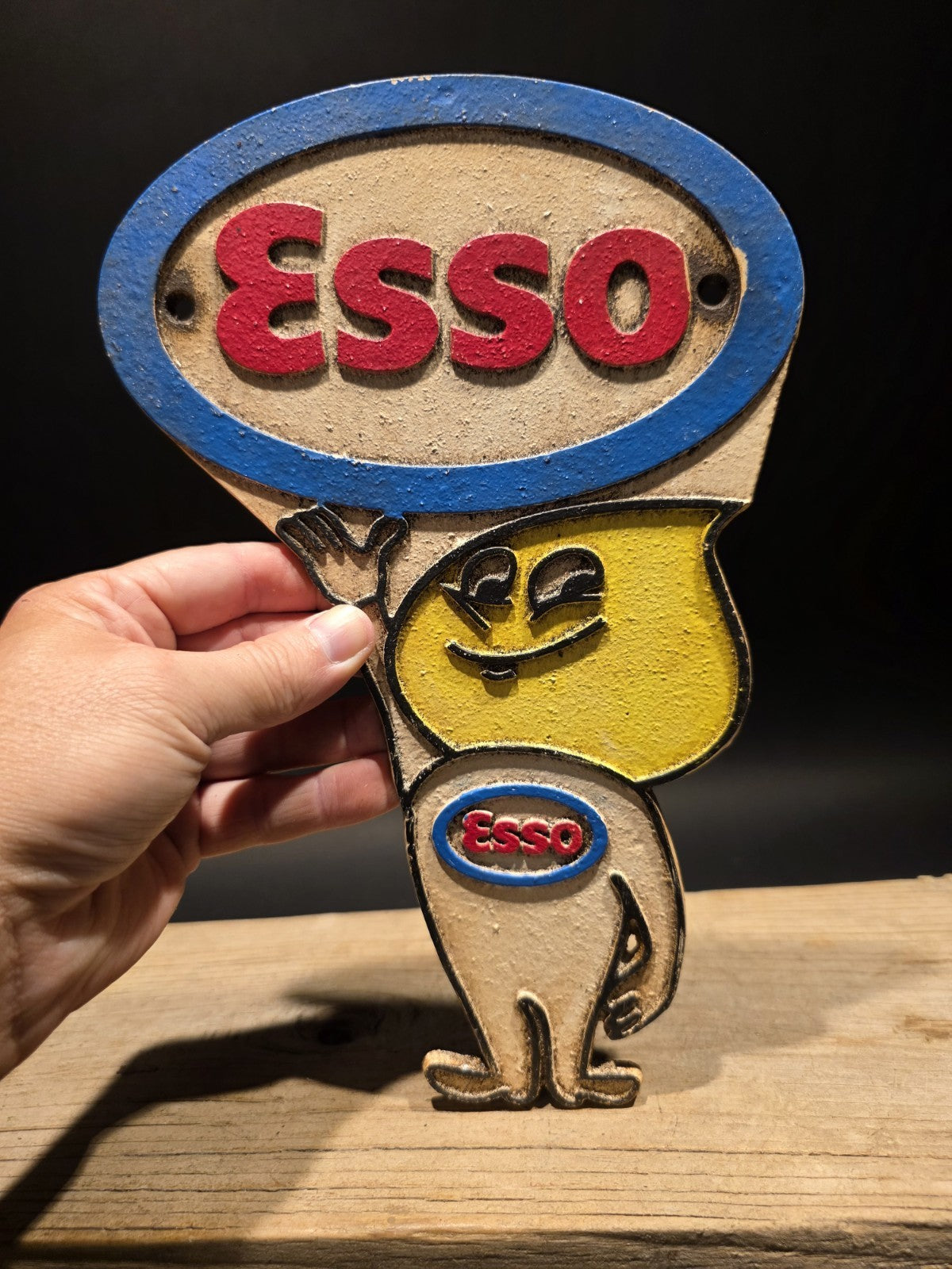 11" Vintage Style Gas Station Advertising Esso Oil Drop Cast Iron Sign