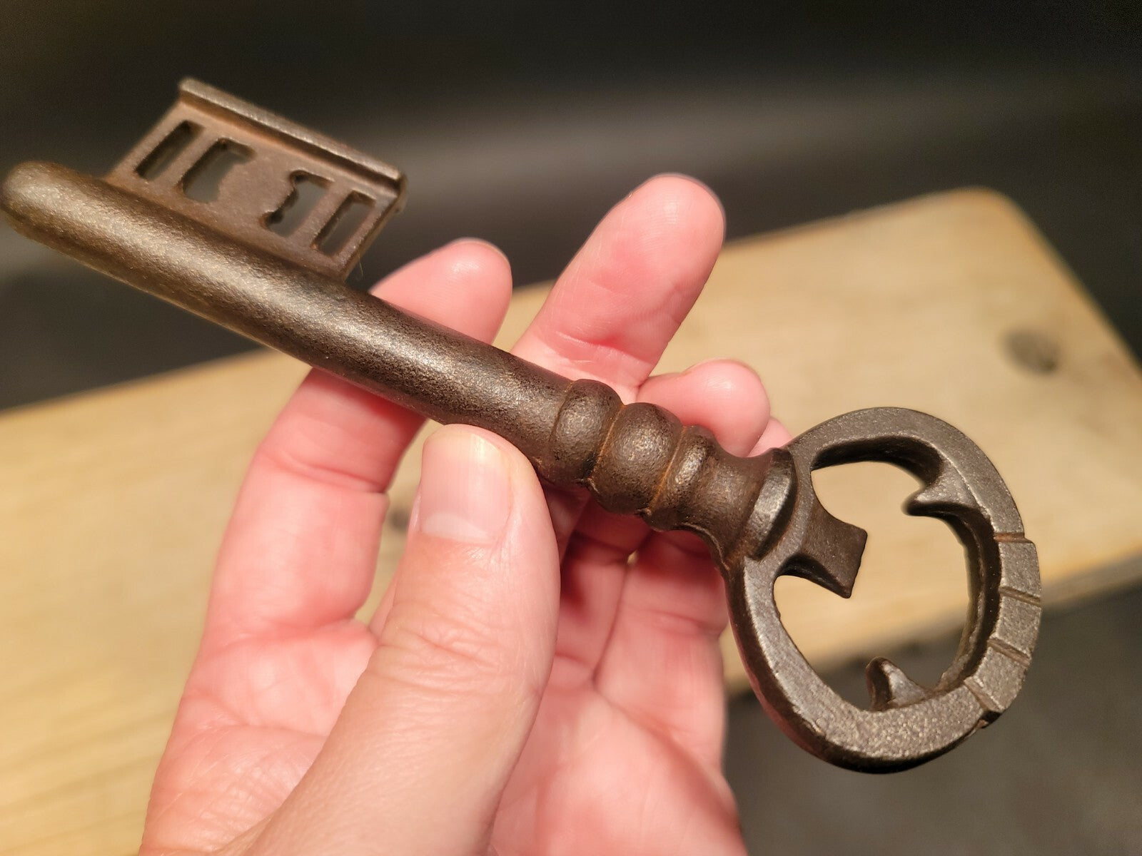 6 1/8" Antique Style Cast Iron Large Skeleton Church Key