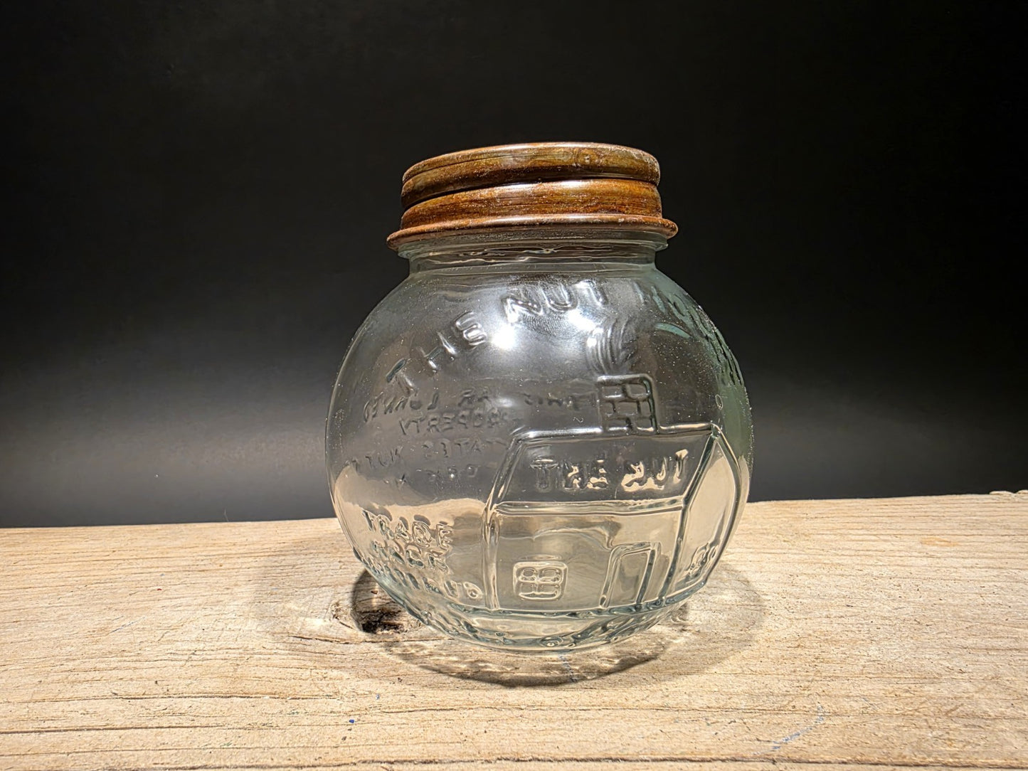 4 1/2" Antique Vintage Style Glass Nut House Store Jar