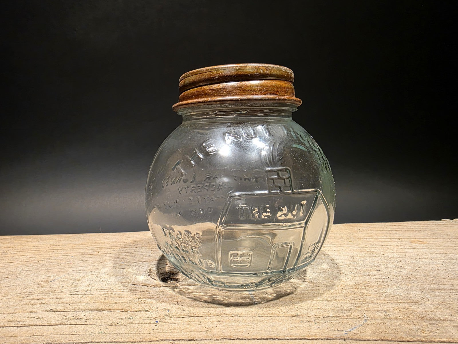 4 1/2" Antique Vintage Style Glass Nut House Store Jar