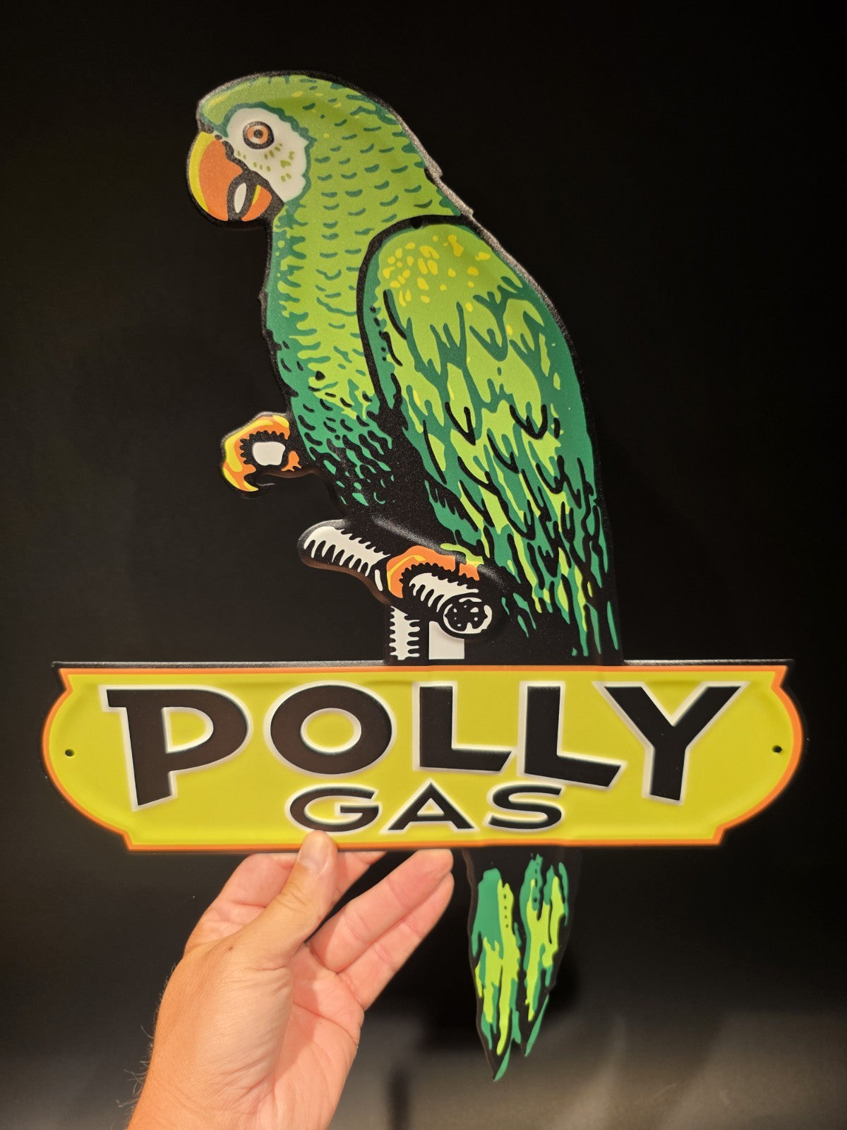 18" Antique Vintage Style Polly Gas Oil Metal Die Cut Sign