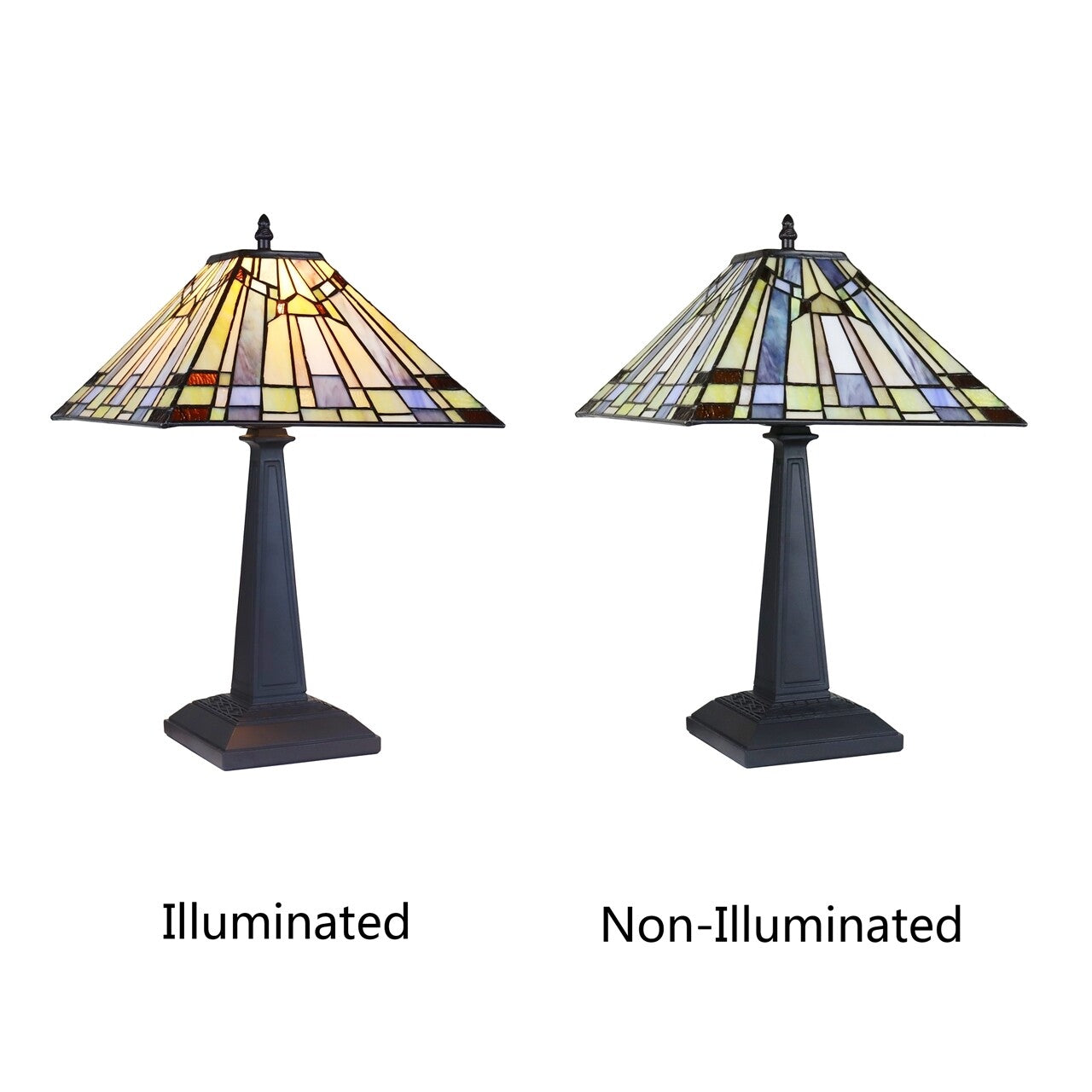 18" 1 light Antique Vintage Style Stained Glass Mission Table Lamp