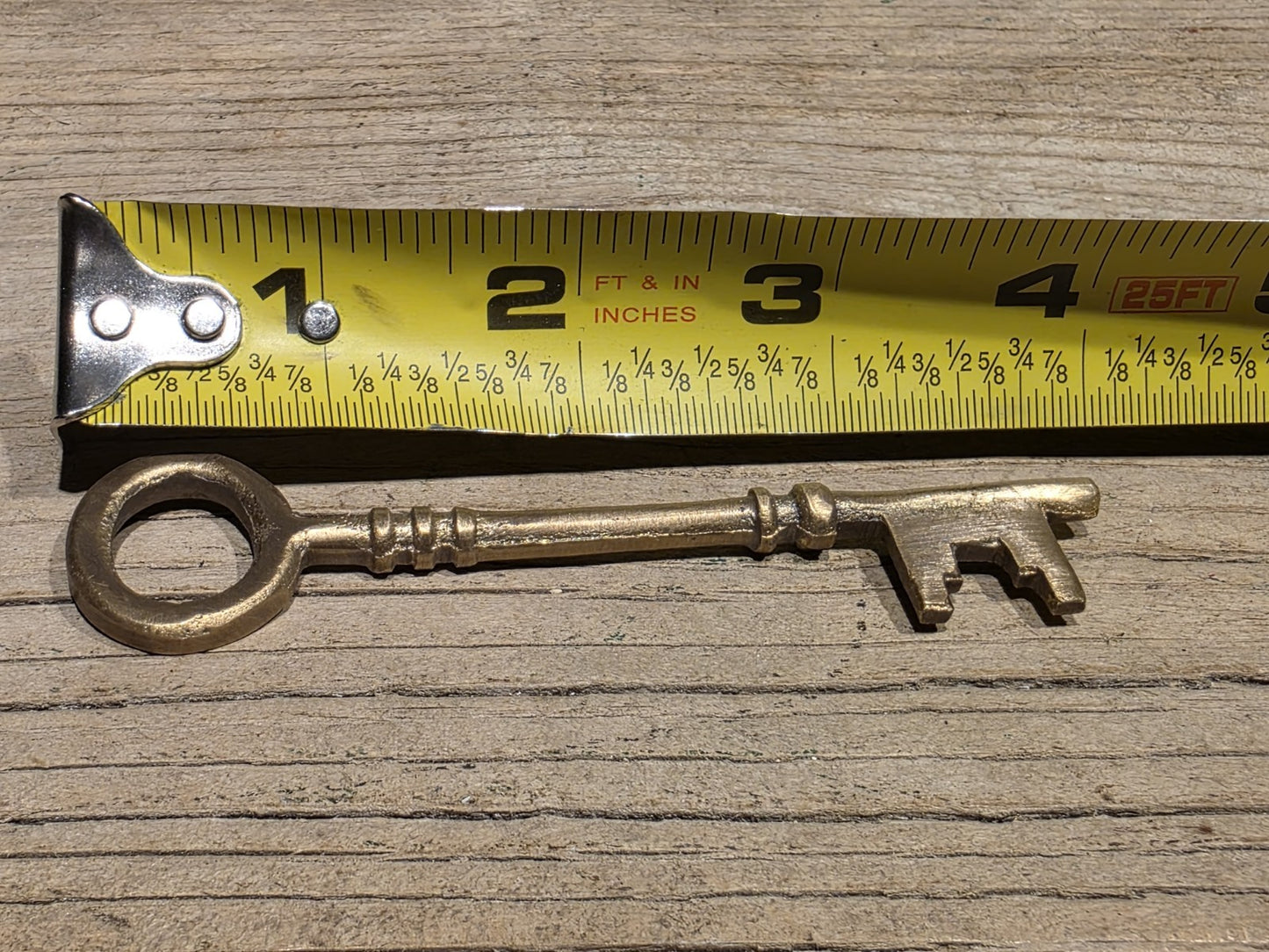 4" Antique Style Brass Large Skeleton Church Key