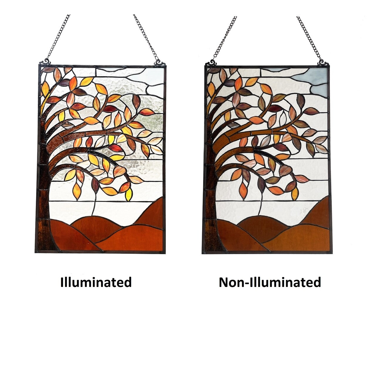 24" Fall Stained Glass Hanging Window Pane Suncatcher