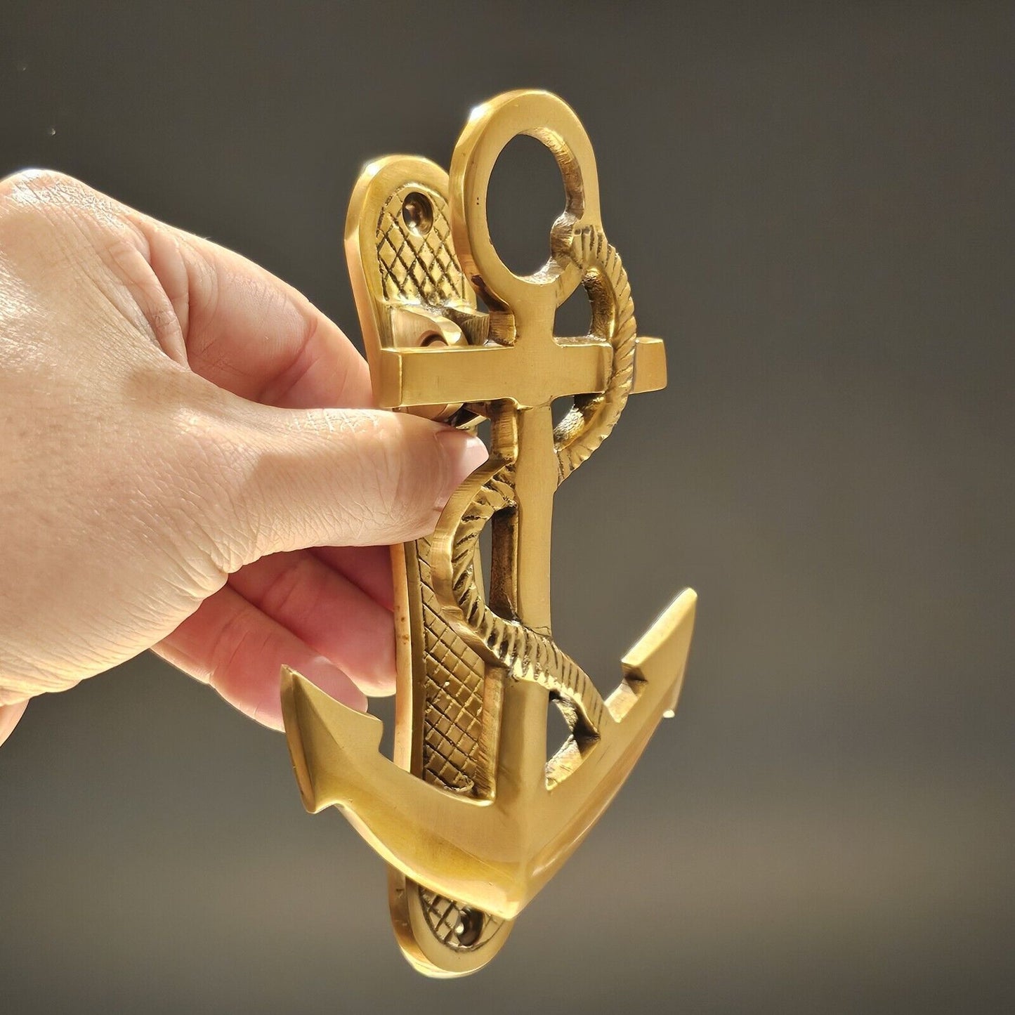 6-1/2" Antiqued Brass Anchor Door Knocker - Antique Vintage Style