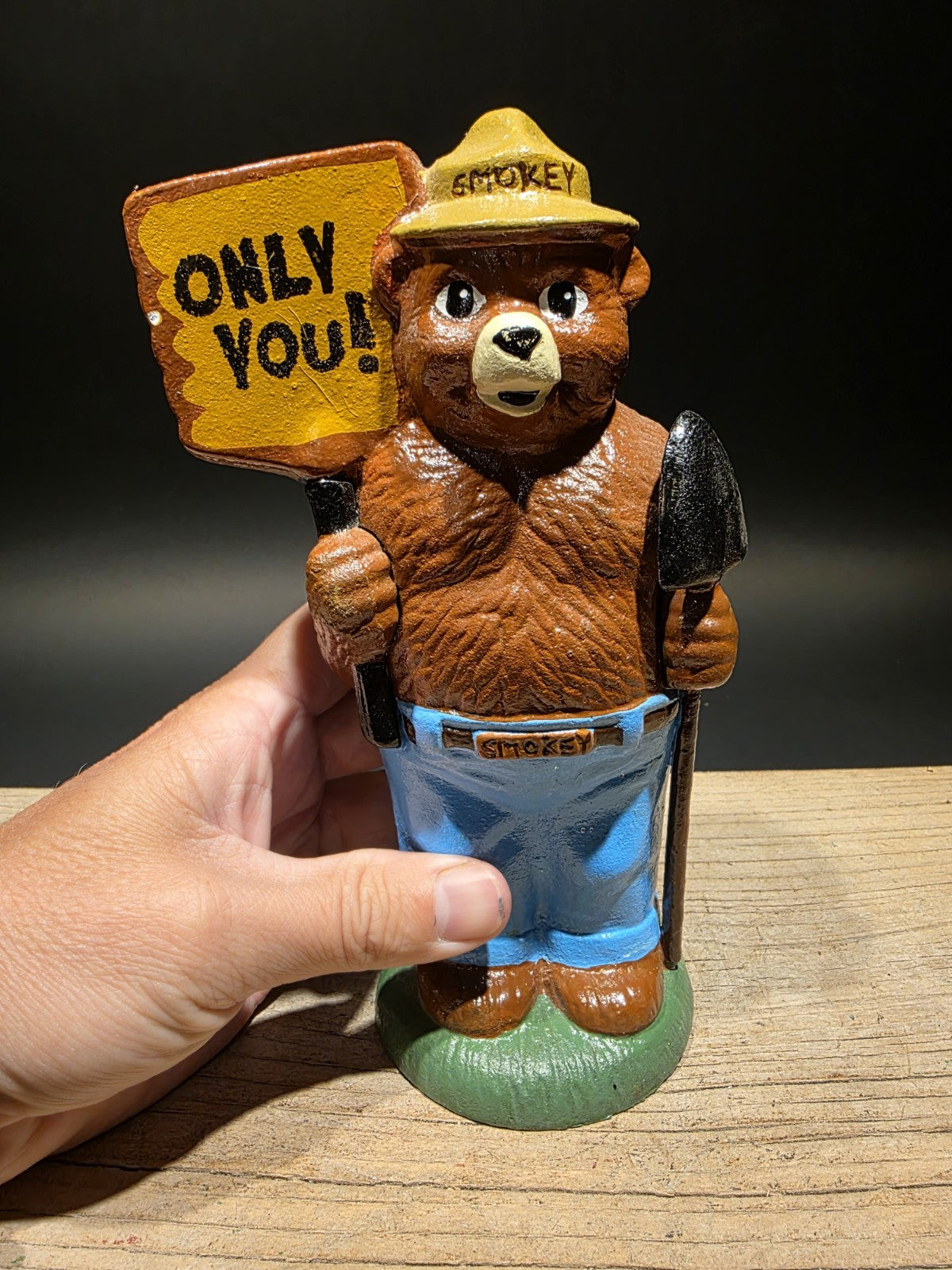 8" Antique Vintage Style Cast Smokey The Bear Coin Bank