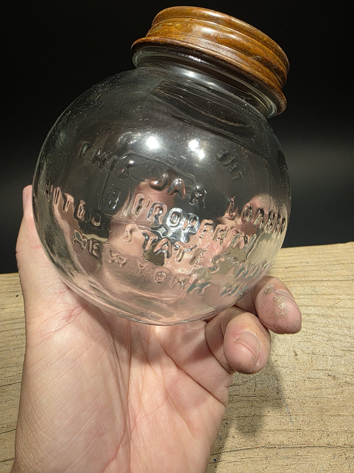 4 1/2" Antique Vintage Style Glass Nut House Store Jar