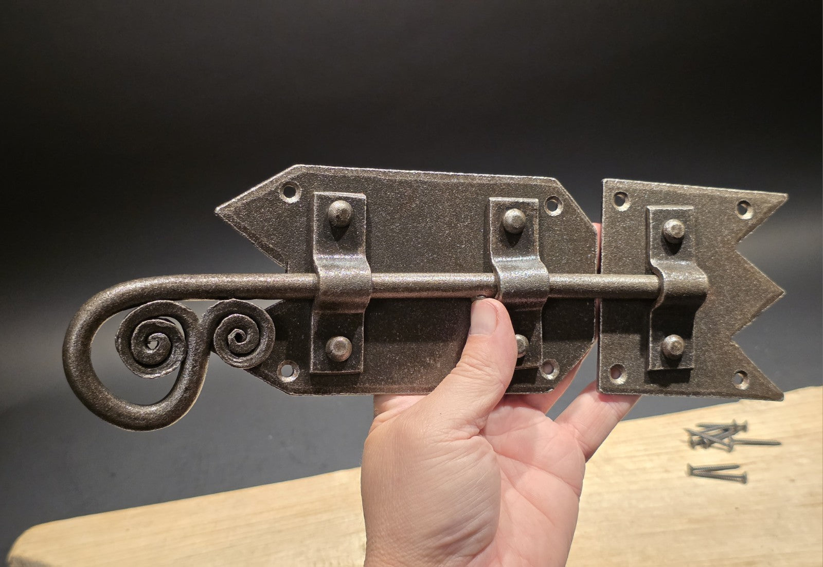 Antique Style Pennsylvania German  Slide Latch Hand Forged Primitive Iron