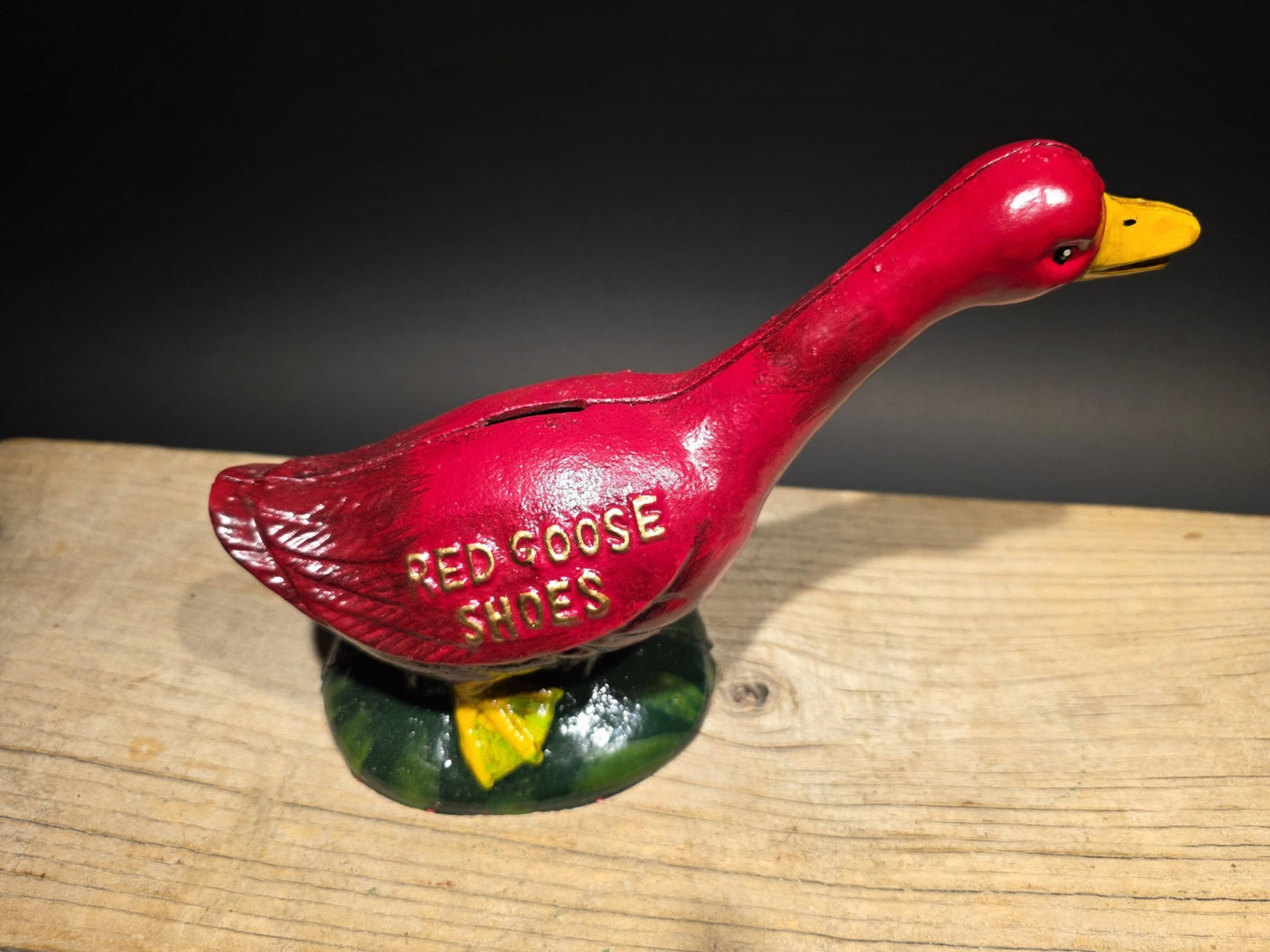 Antique Style Red Goose Cast Iron Still Coin Bank