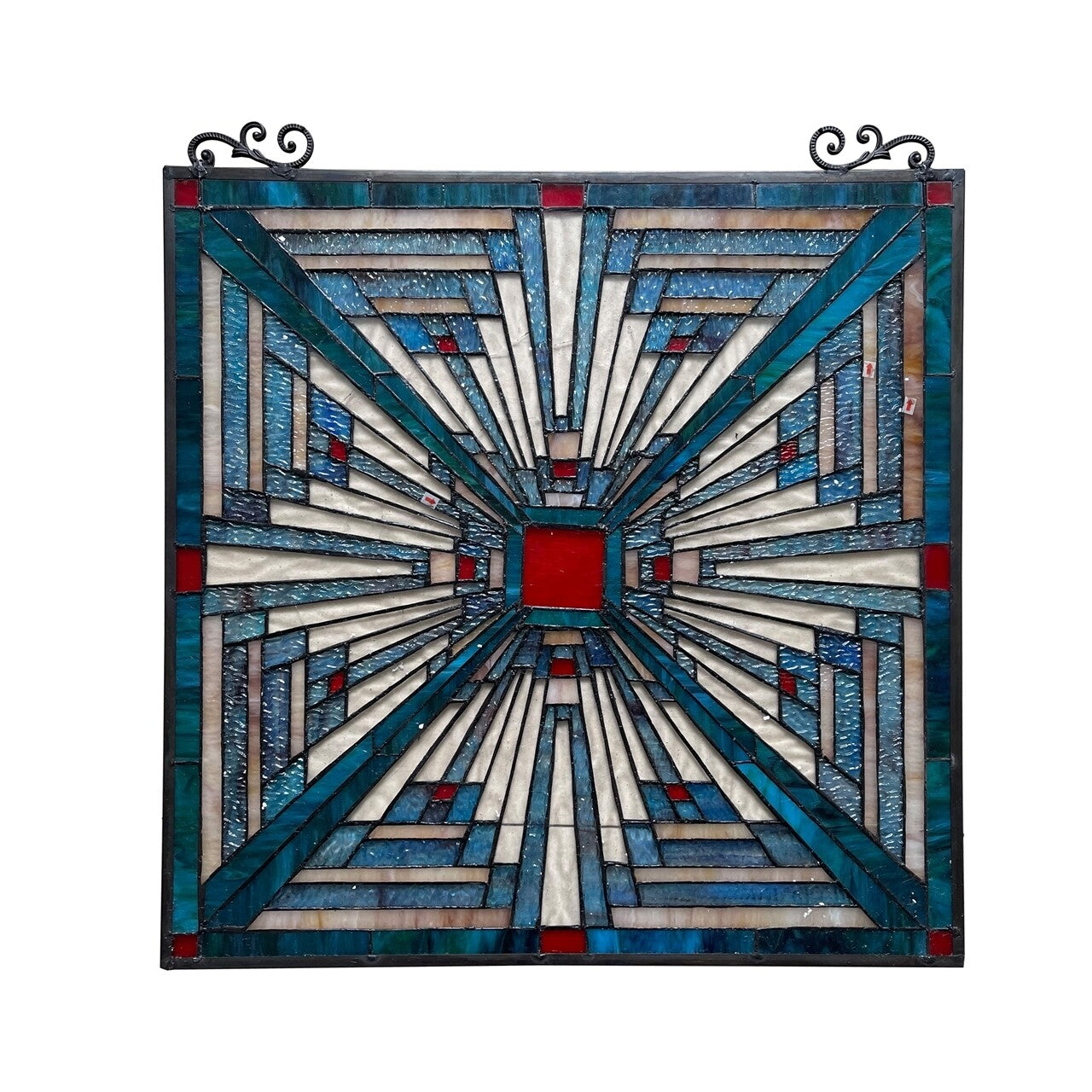 26" Mission Stained Glass Hanging Window Panel Suncatcher