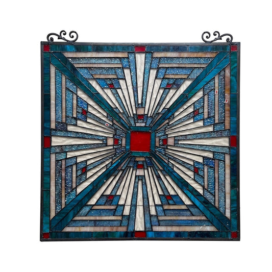 26" Mission Stained Glass Hanging Window Panel Suncatcher