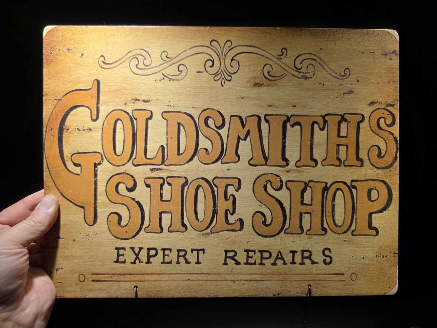 14" Vintage Style Shoe Shop Trade Sign – Cobbler Folk Art Americana Hanging Sign