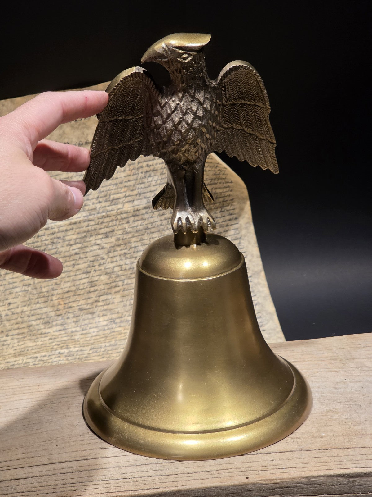 Large 11" Antique Style Brass Eagle Desk Call Bell Americana Federalist Style