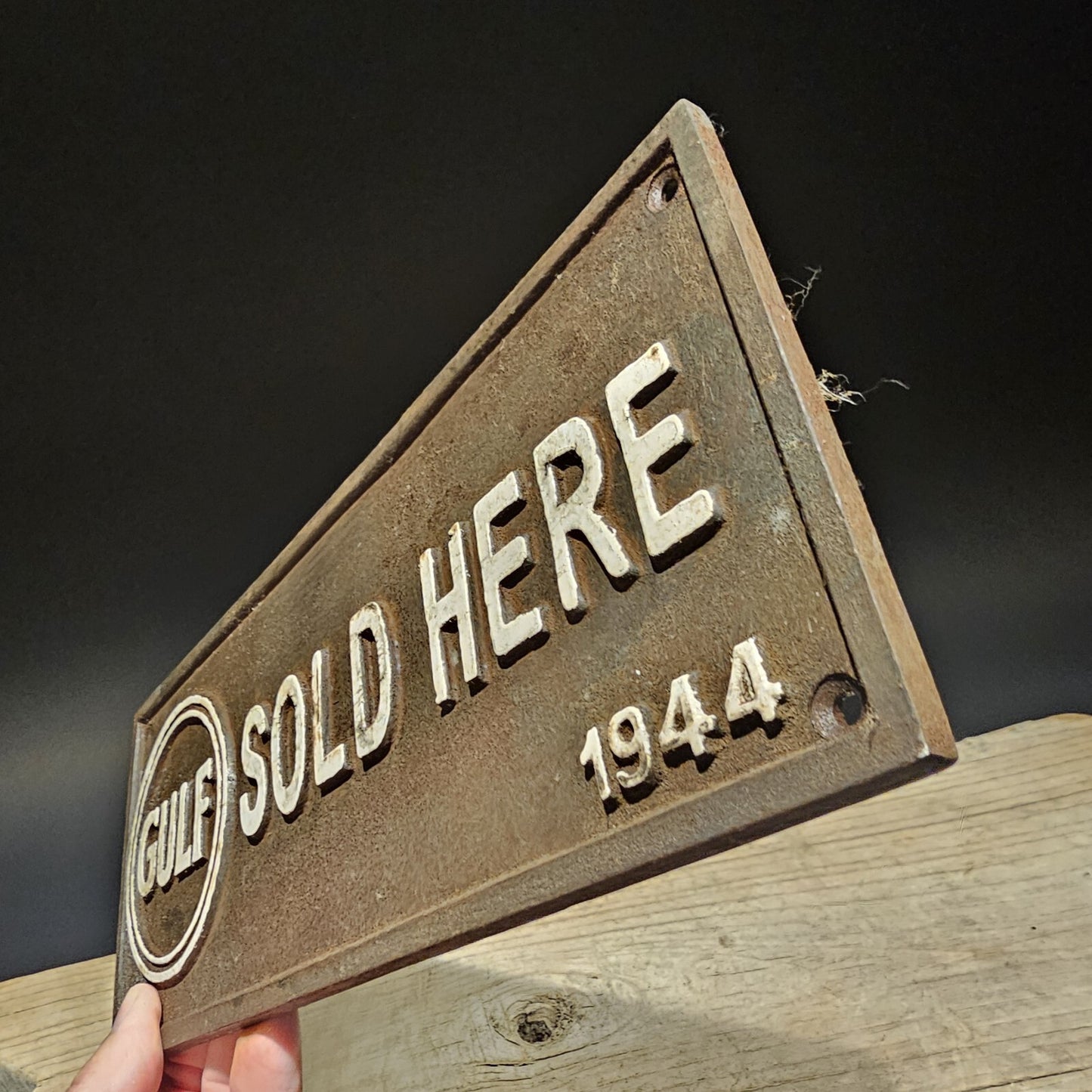 Antique Vintage Style Cast Iron Gulf Gas Oil Sign Plaque
