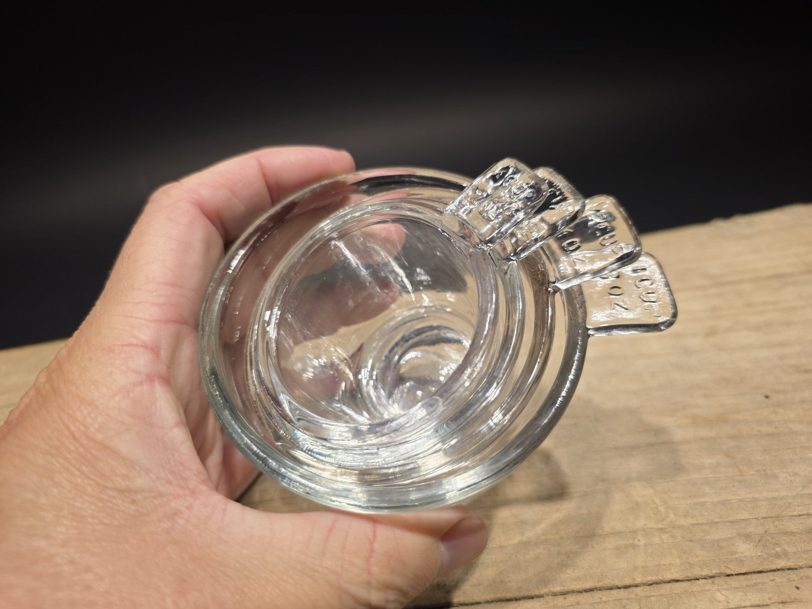 Vintage Style Crystal Clear Depression Glass 4pc Measuring Cup Set