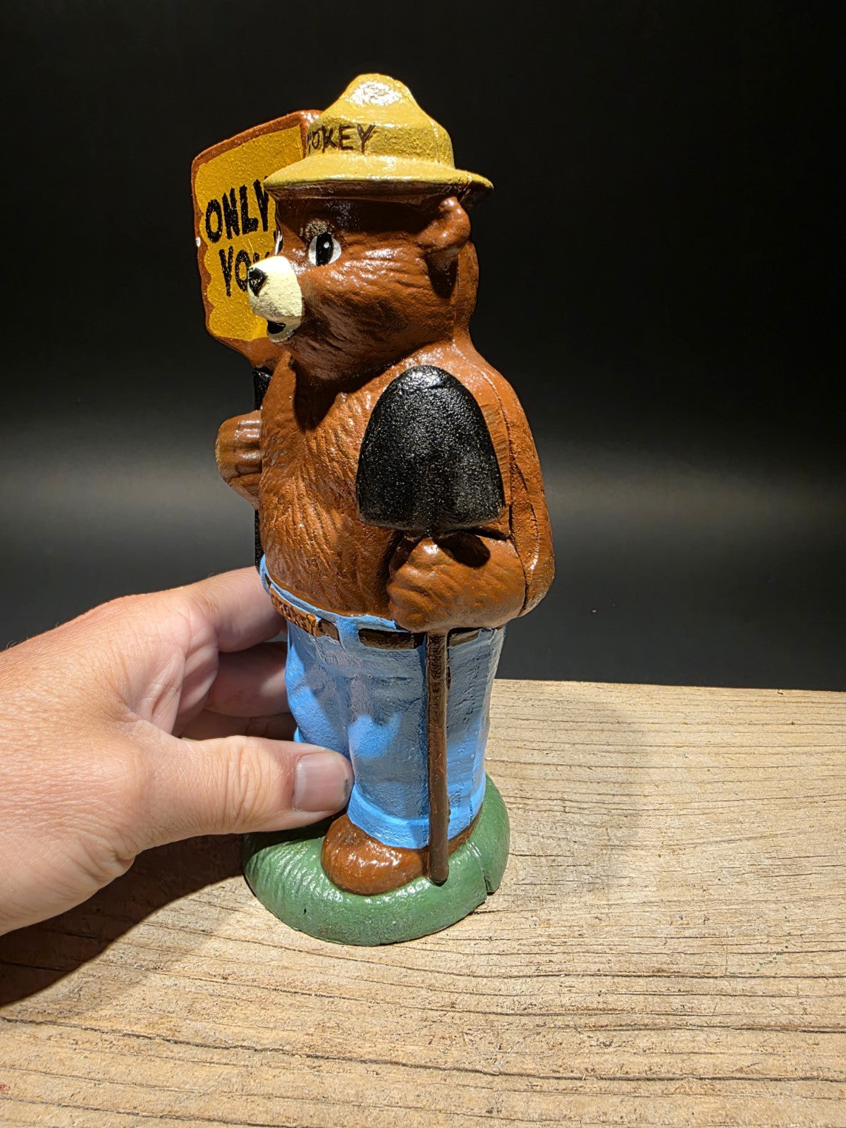 8" Antique Vintage Style Cast Smokey The Bear Coin Bank