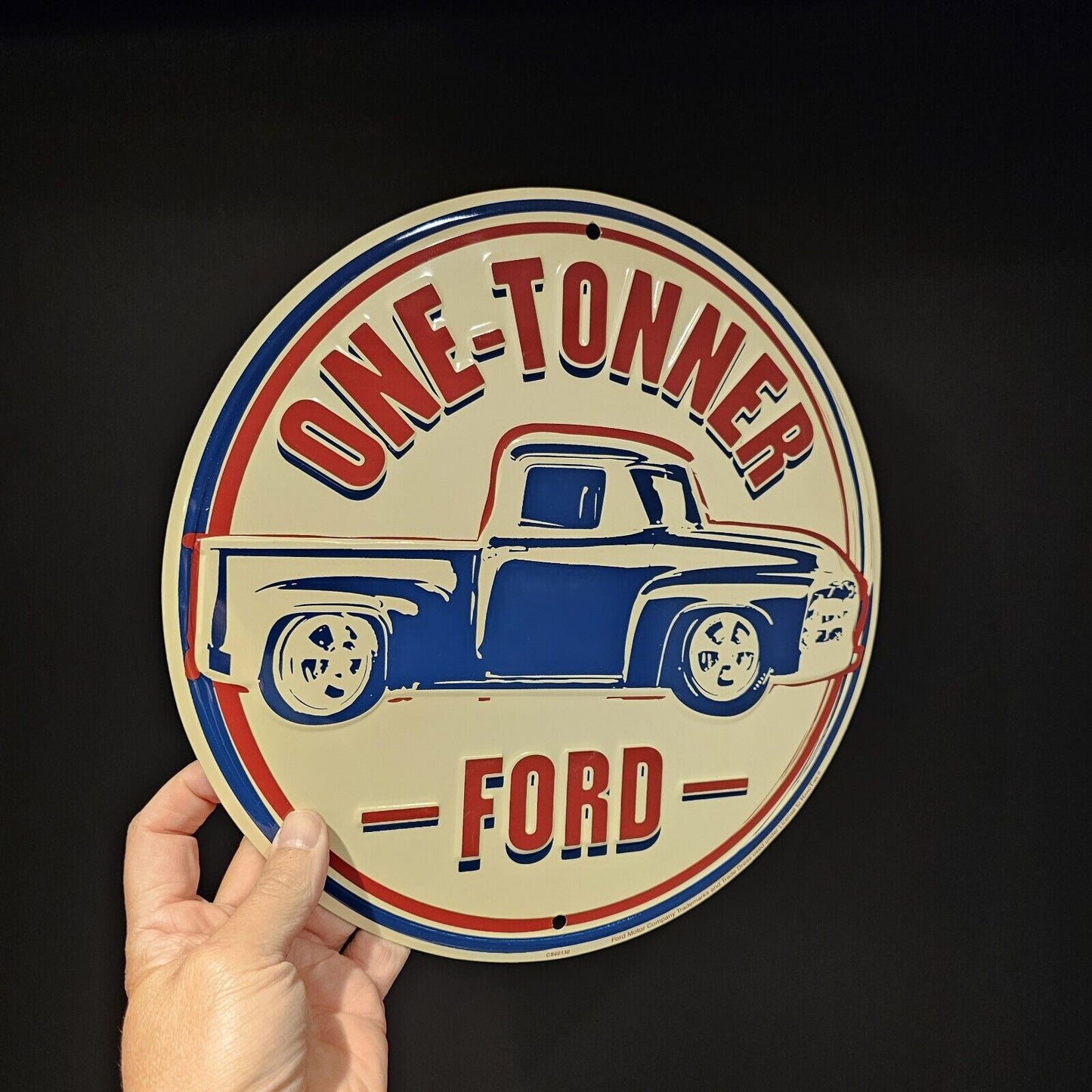 12" Antique Vintage Style Round Metal Ford Sign Plaque