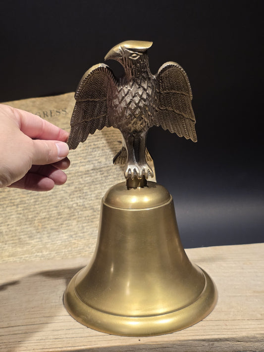 Large 11" Antique Style Brass Eagle Desk Call Bell Americana Federalist Style