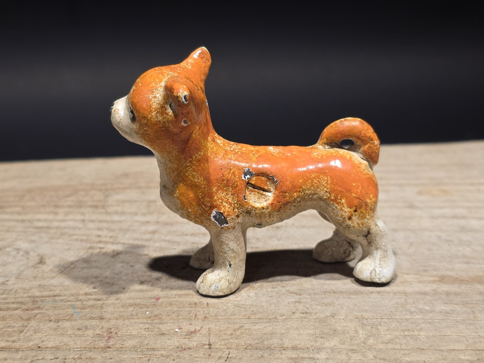 Vintage Antique Style Miniature Cast Iron Chihuahua Dog Figurine Dog