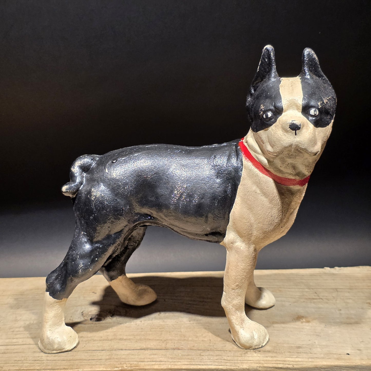 Antique Style Cast Iron Boston Terrier Dog Door Stop Coin Bank
