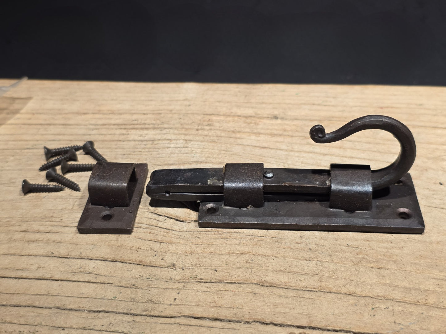 Antique Style Hand Forged Wrought Iron Slide Latch Rustic Barrel Bolt