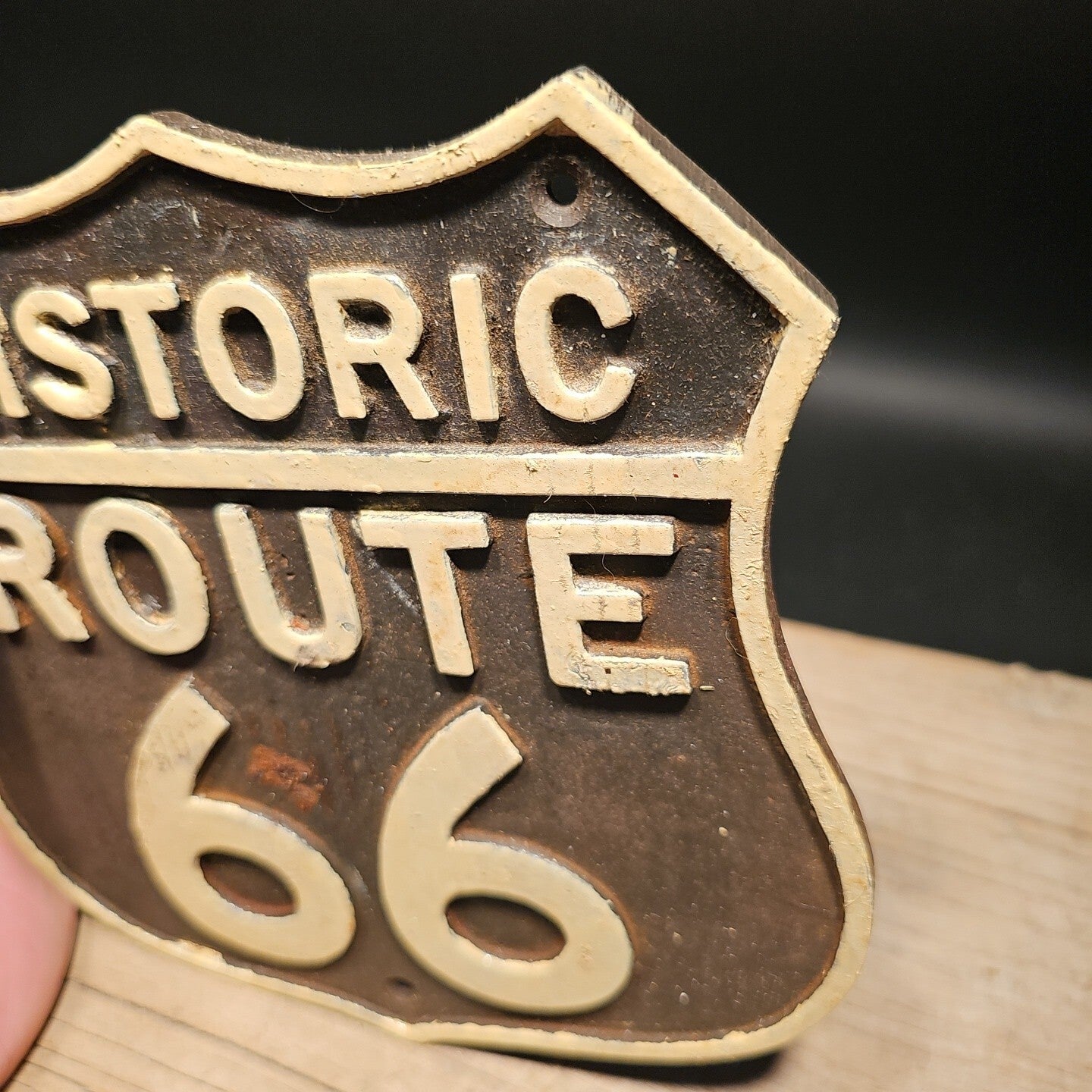 Antique Vintage Style Cast Iron Historic Route 66 Plaque Sign