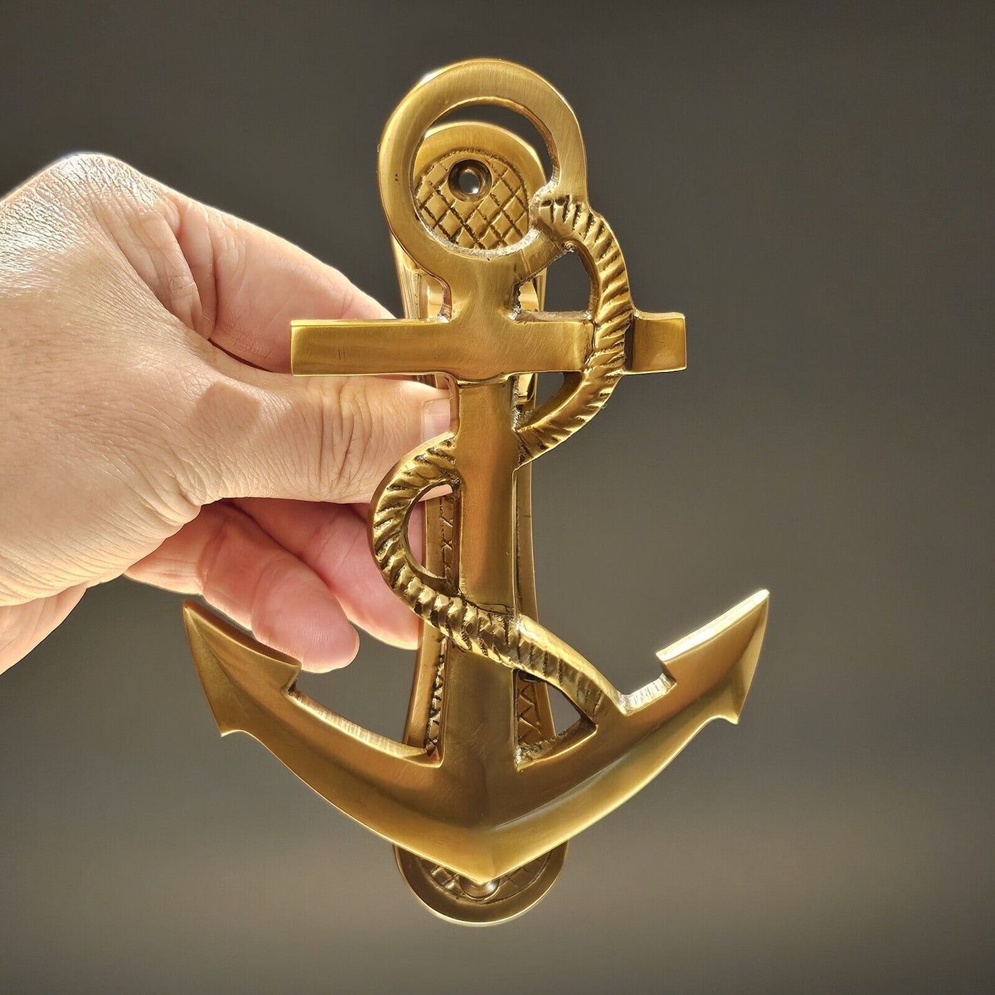 6-1/2" Antiqued Brass Anchor Door Knocker - Antique Vintage Style