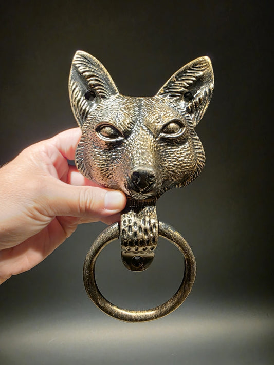 Antique Brass Vintage Style Cast Iron Fox Head Door Knocker