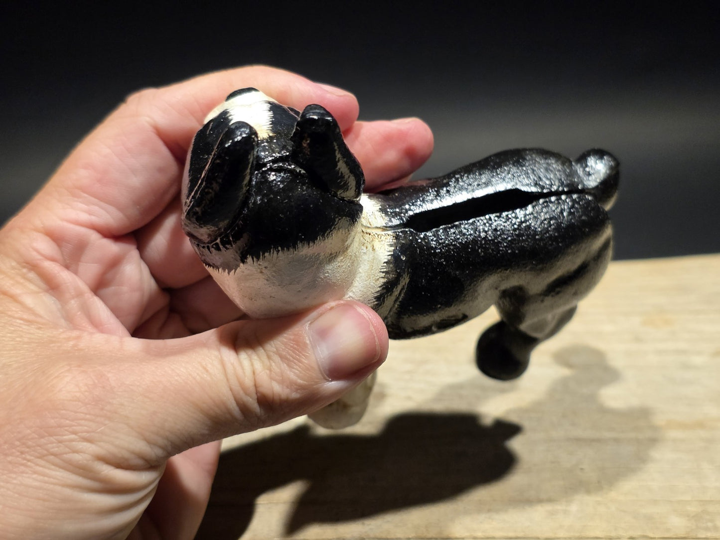 5" Antique Style Cast Iron Boston Terrier Dog Door Stop Coin Bank
