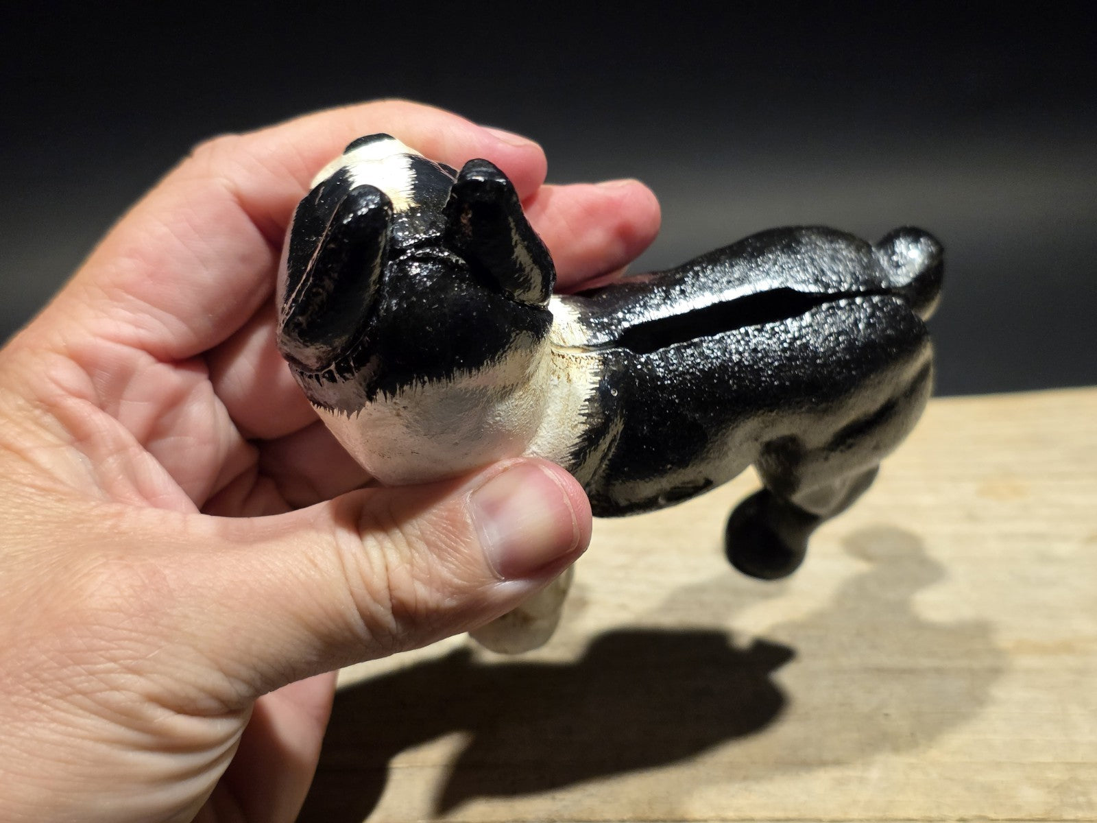 5" Antique Style Cast Iron Boston Terrier Dog Door Stop Coin Bank