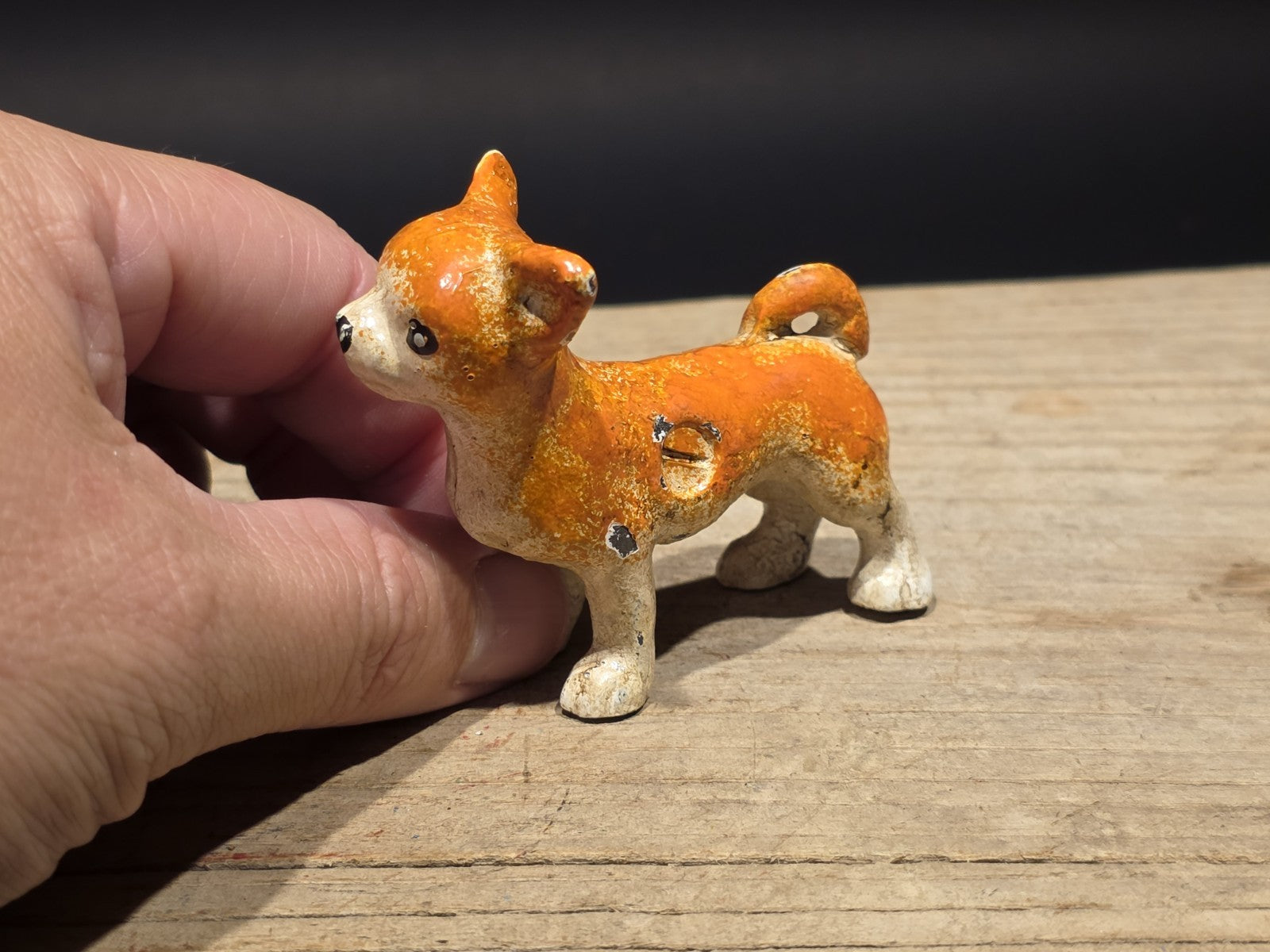 Vintage Antique Style Miniature Cast Iron Chihuahua Dog Figurine Dog