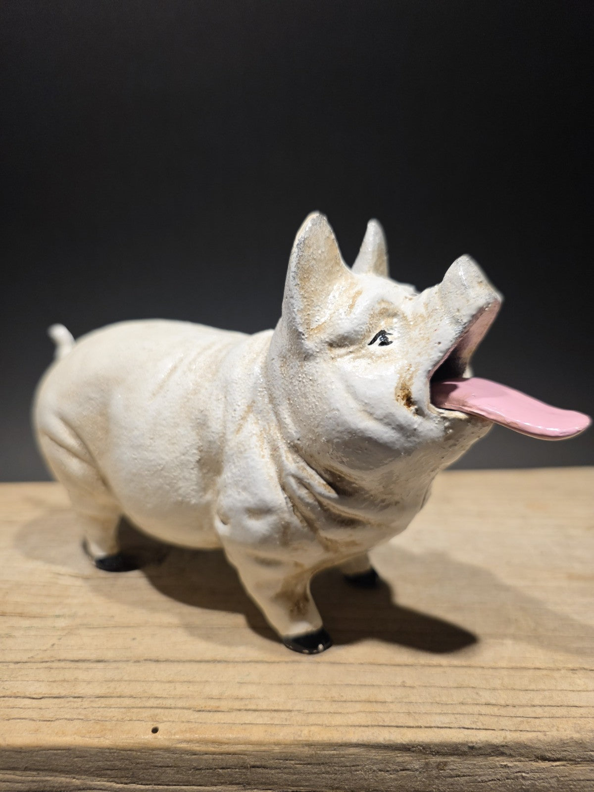 Antique Style Cast Iron Mechanical Hog Pig Coin Bank