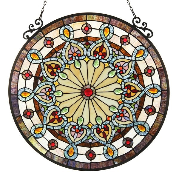 23.6" Round Stained Glass Window Hanging Panel Suncatcher
