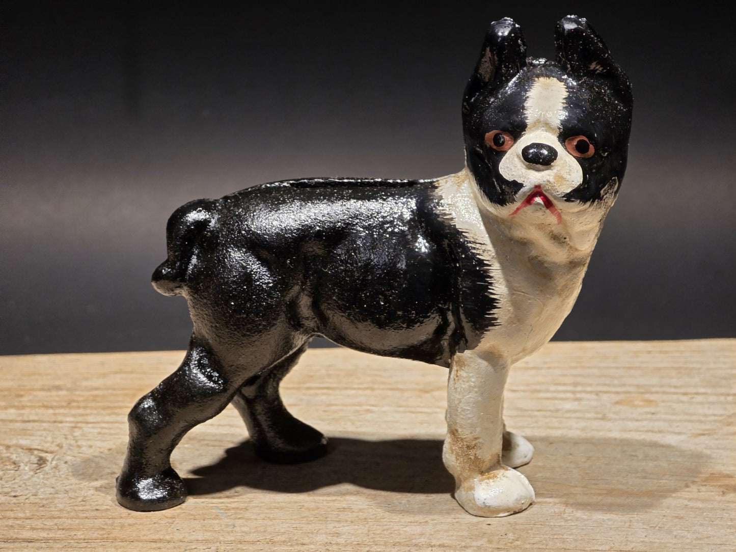 5" Antique Style Cast Iron Boston Terrier Dog Door Stop Coin Bank