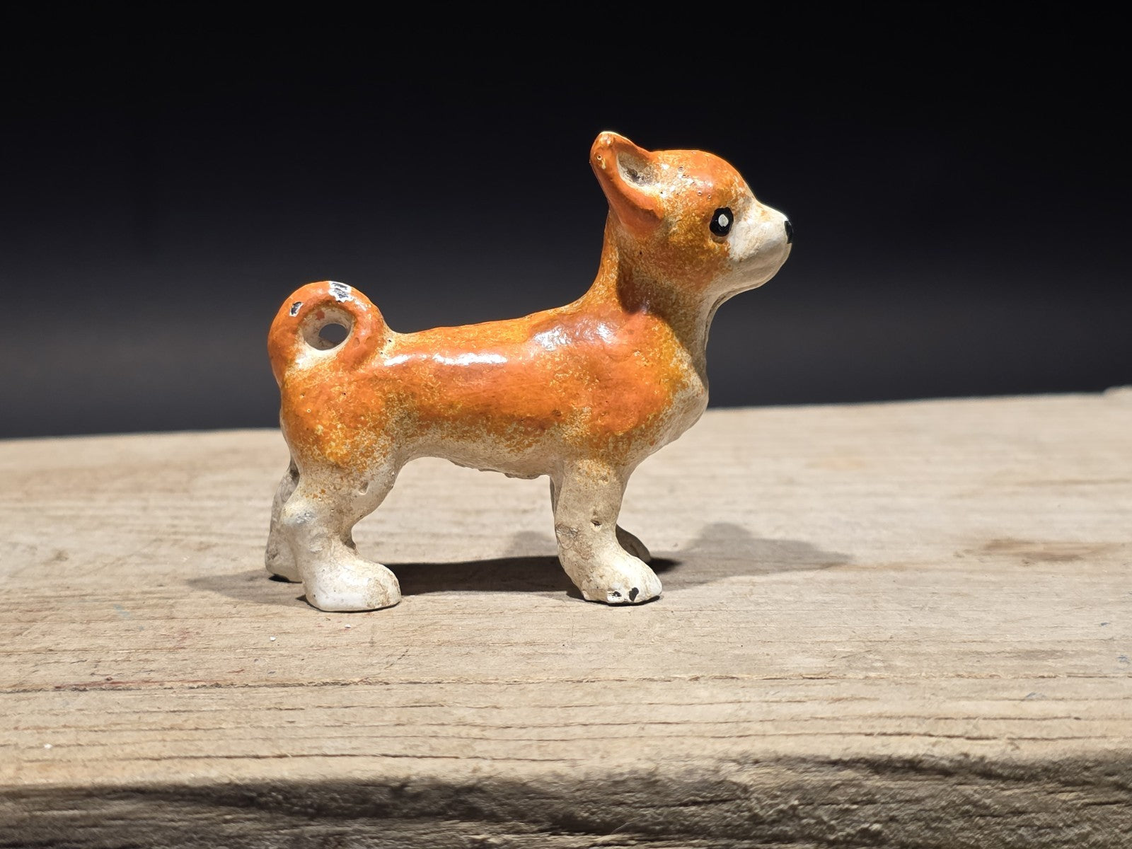 Vintage Antique Style Miniature Cast Iron Chihuahua Dog Figurine Dog