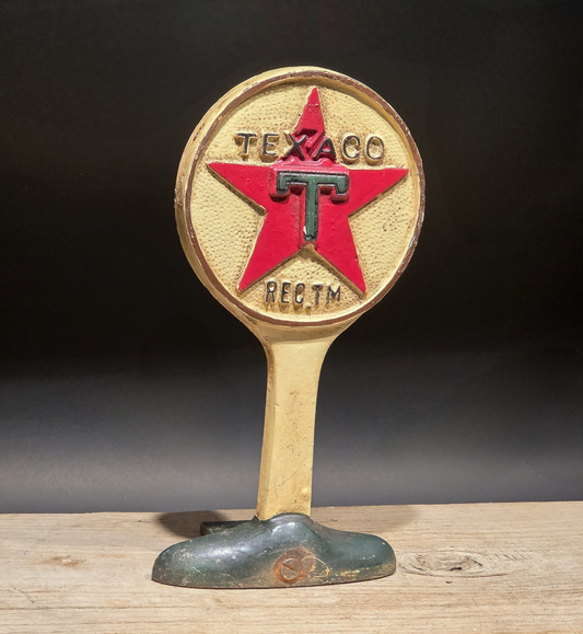 9.5" Vintage Style Texaco Cast Iron Doorstop Lollipop Sign Base Advertising