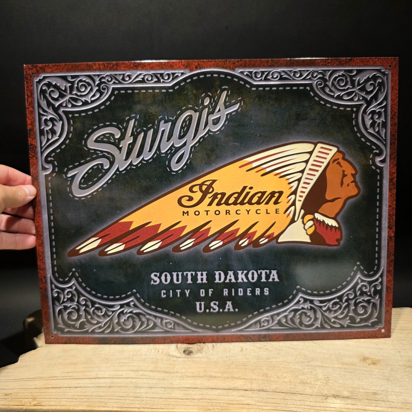Metal Vintage Style Sturgis Indian Motorcycle Tin Sign