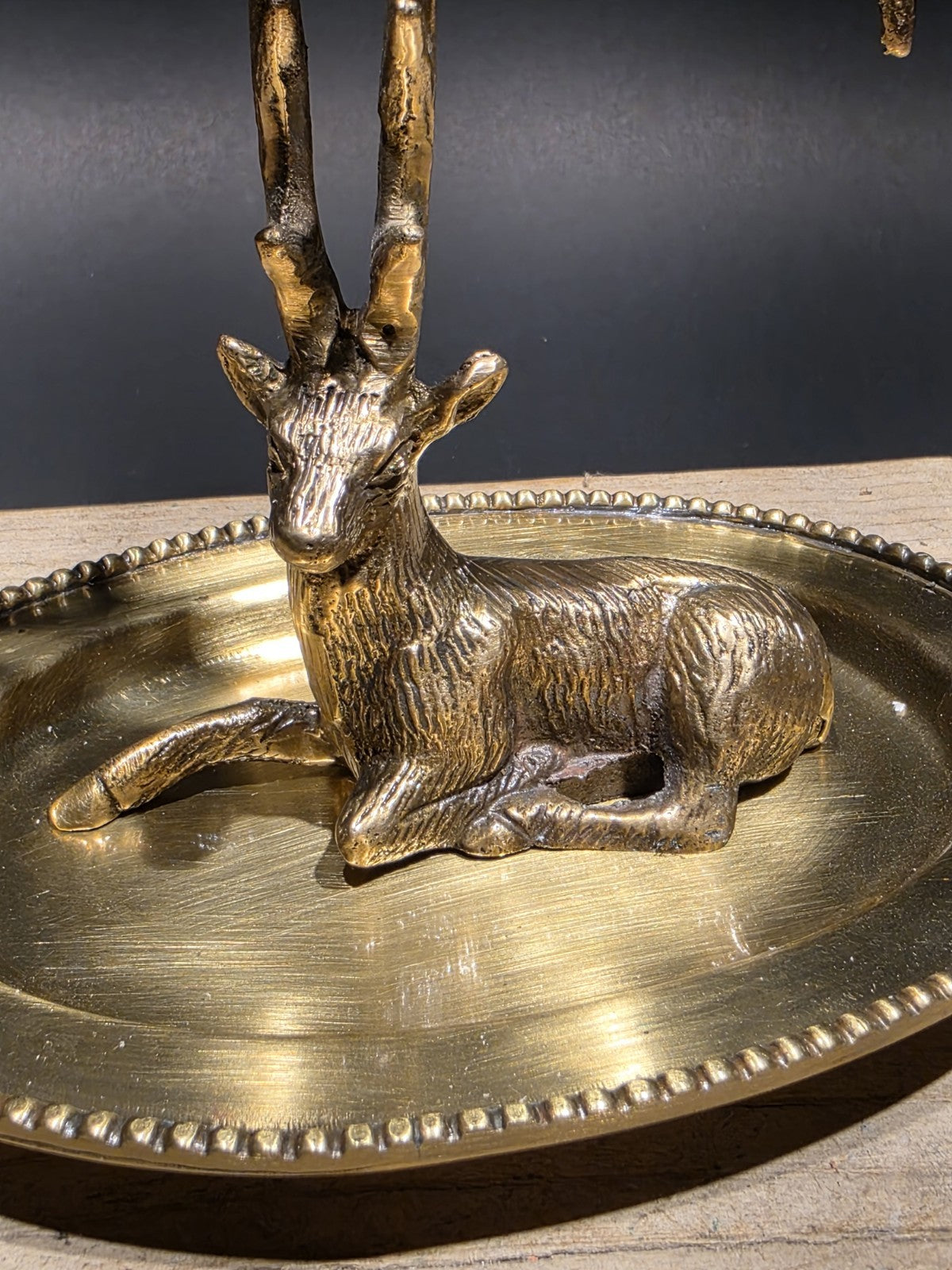 Antique Vintage Style Antique Brass Deer Jewelry Holder