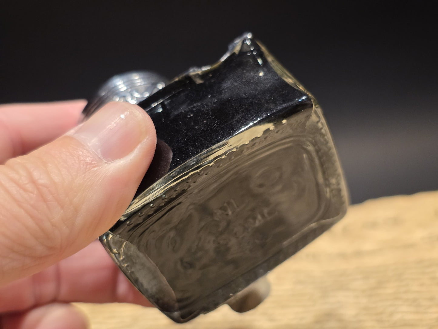 5" Antique Style Glass Inkwell Pen Rest Filled with 1.75 oz Black Ink