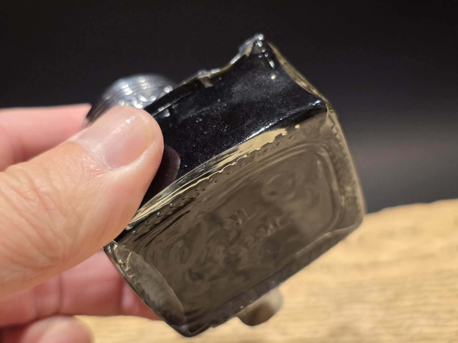 5" Antique Style Glass Inkwell Pen Rest Filled with 1.75 oz Black Ink