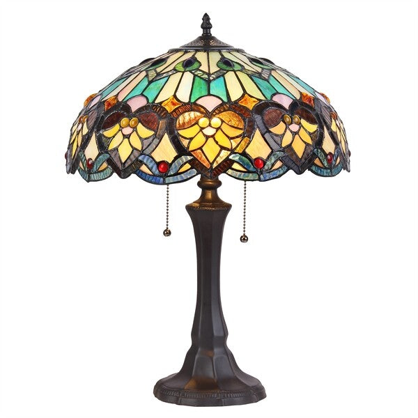 21.7" Antique Vintage Style Stained Glass Table Lamp