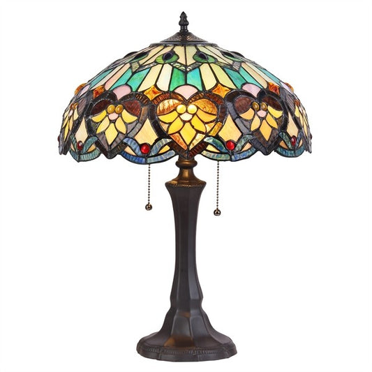 21.7" Antique Vintage Style Stained Glass Table Lamp