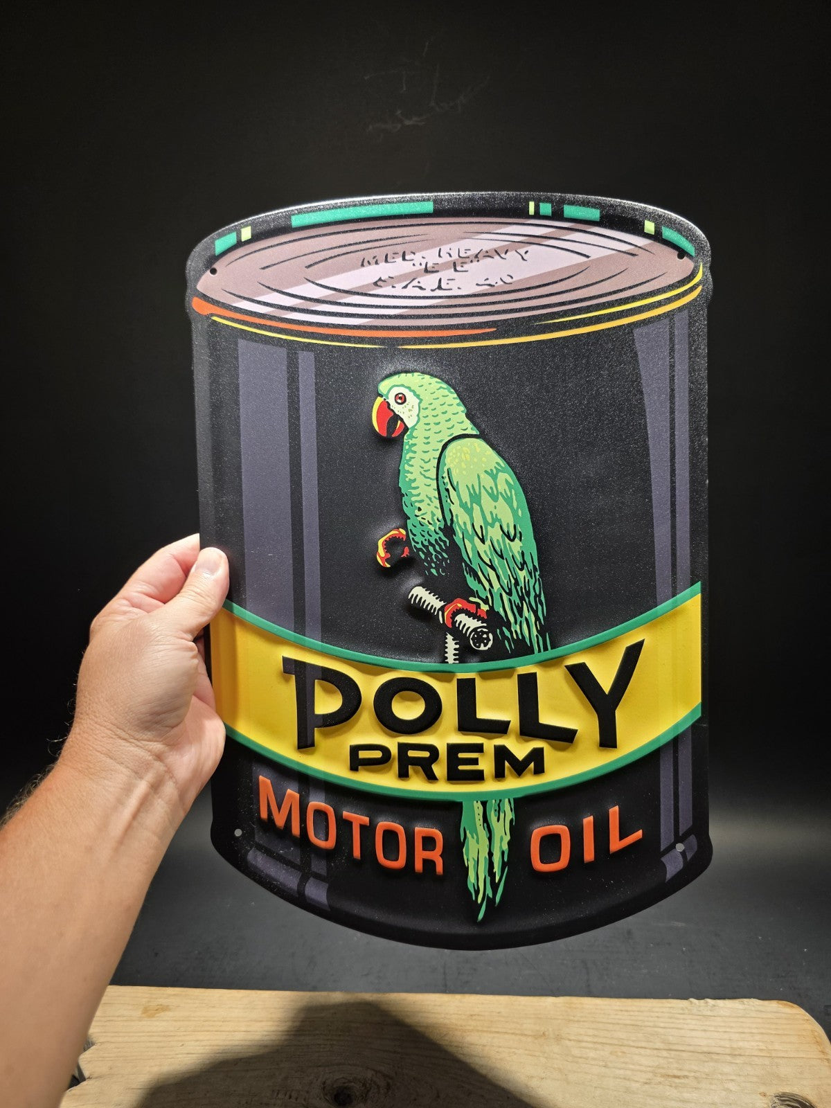 16" Metal Vintage Style Polly Motor Oil Sign