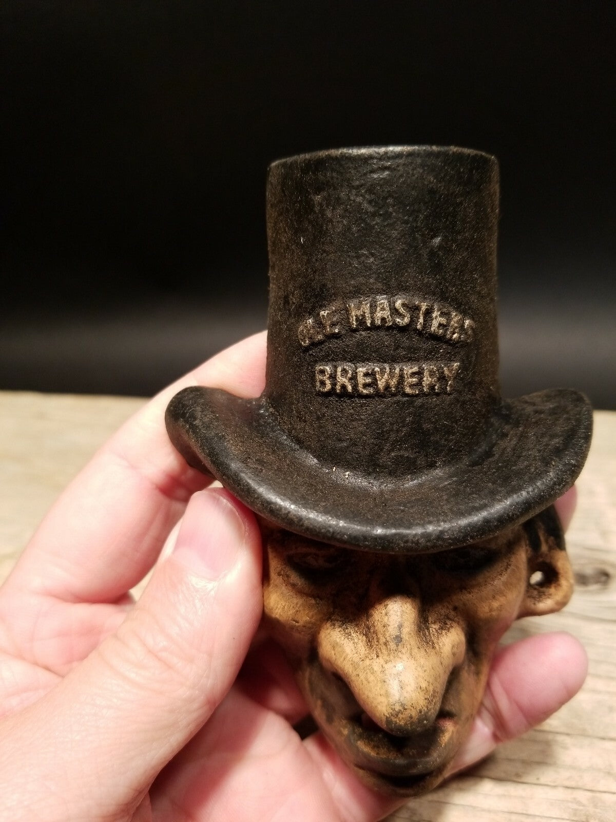 Antique Vintage Style Cast Iron Ole Masters Folk Art Figural Beer Bottle Opener
