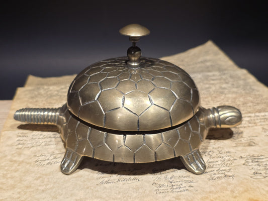 8" Vintage Style Brass Turtle Desk Service or Counter Bell